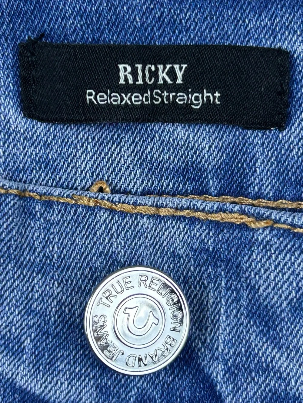 True Religion Mens Ricky Relaxed Straight Flap Pocket Super T Jeans 29x32 Y2K